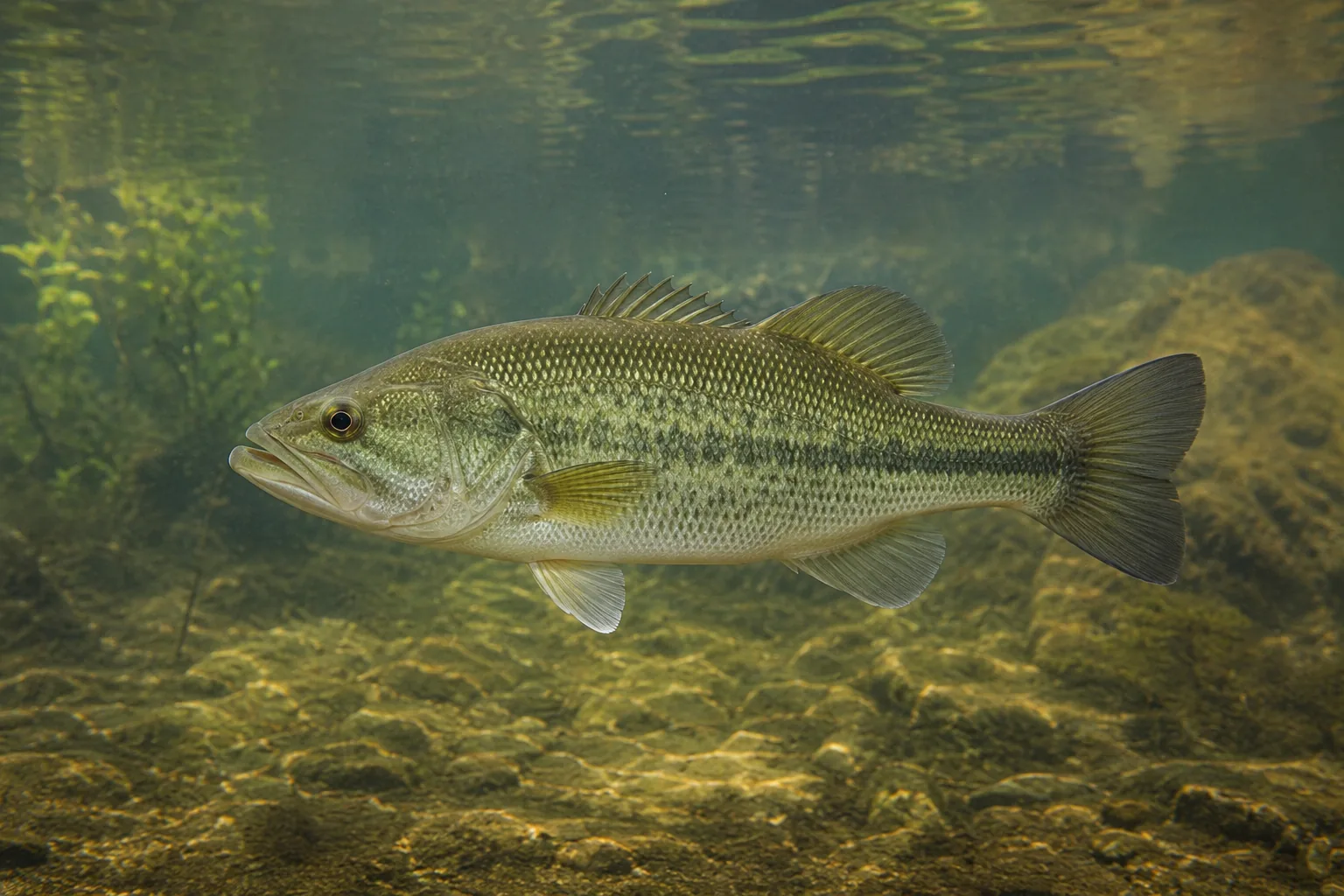 Achigã (Micropterus salmoides) — fotografia da espécie, ficha do Pesca Portugal
